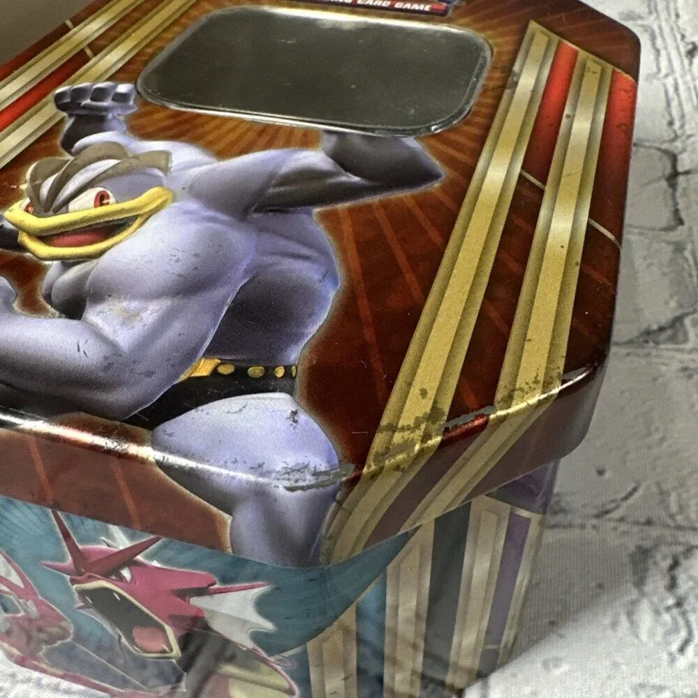 Pokemon MaChamp Tin 2016 Nintendo Box Tin Trading Card Game Only Fair Condition